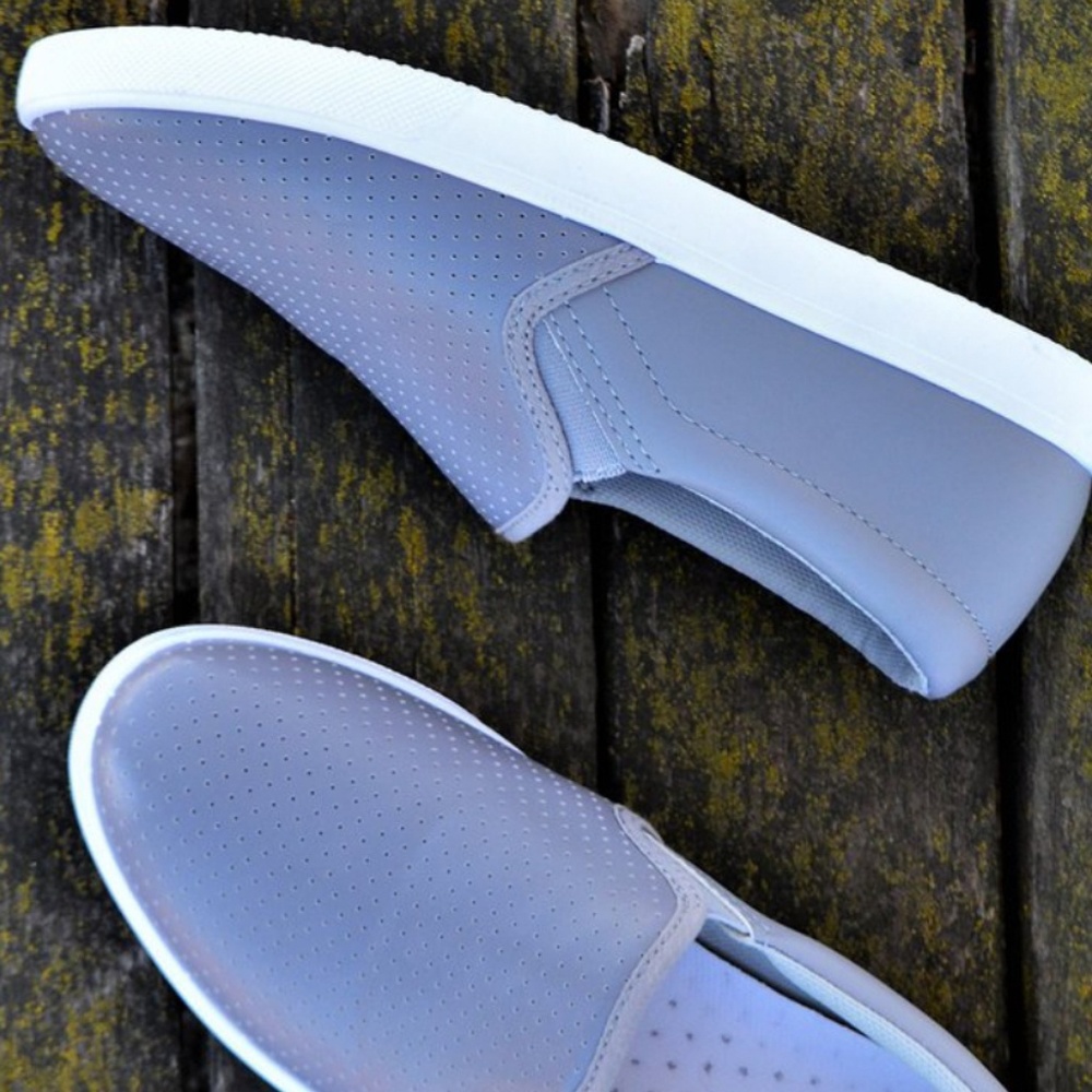Gray Perforated Slip On Shoes